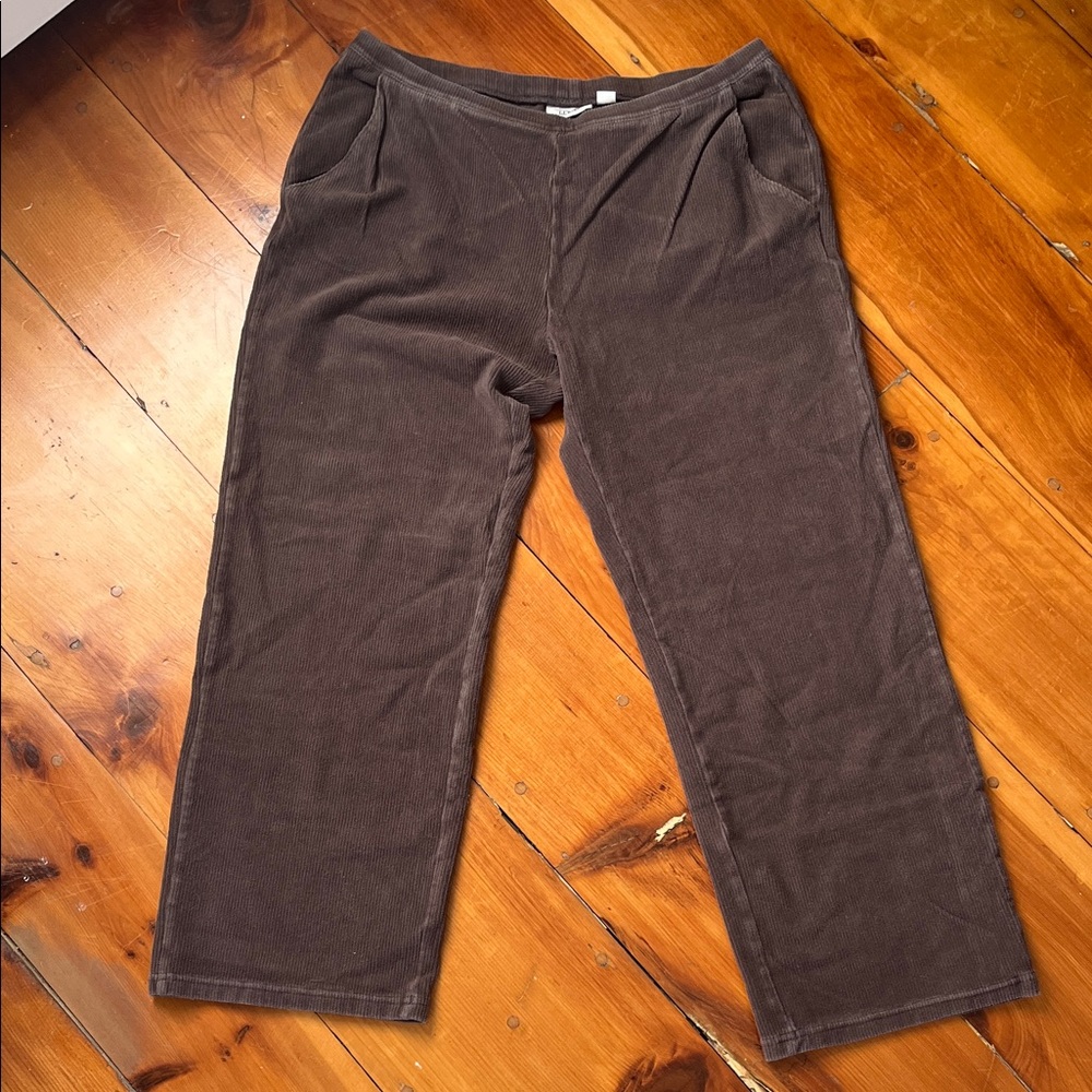 L.L. Bean Women's Perfect Fit Knit Cords, Straight-Leg, Brown, Size L Petite